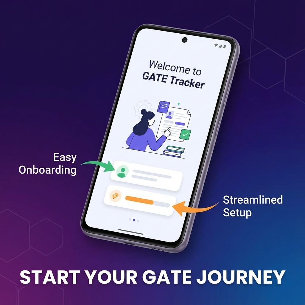 GATE Tracker app interface showing dashboard and progress tracking